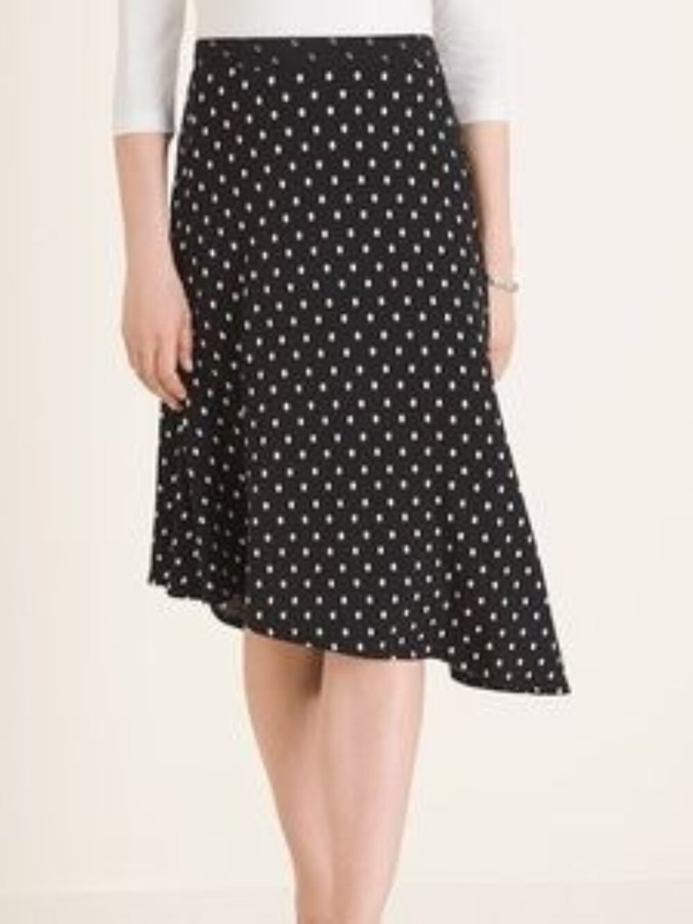 NWT Chico's Black White Dot Mix Short Asymmetrical Skirt Size XLP